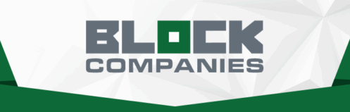 block company logo with a styled background