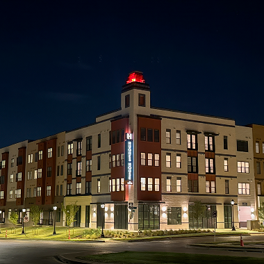 Hughes House night view